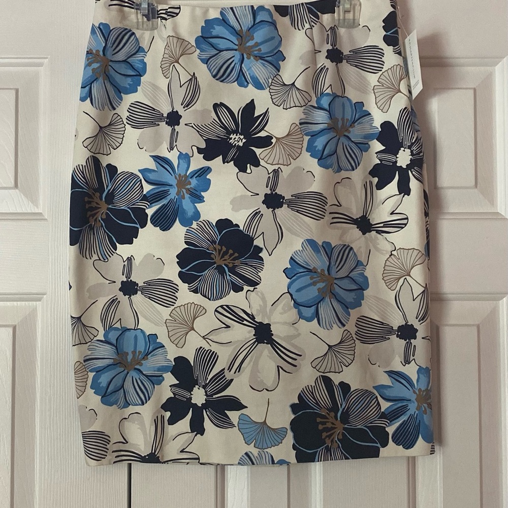 Charter Club Blue and Gray Pencil Skirt Knee-Length